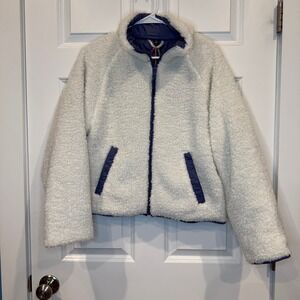 Bass Outdoor Reversible White Sherpa Fleece Jacket Women's Size‎ Small Coat NWT